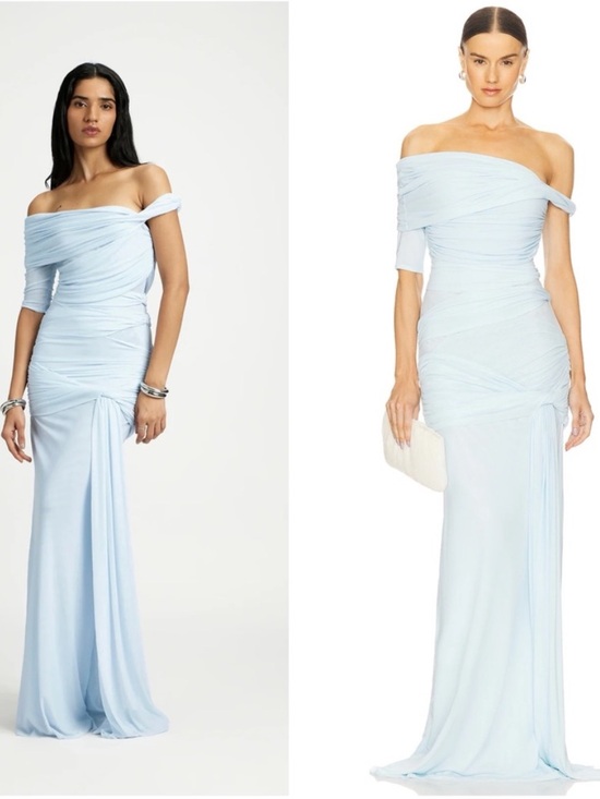 Deme By Gabriella Dresses & Skirts - Light Blue Off-Shoulder Maxi Dress